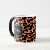 Classy Cheetah Print Pink Monogram Aangepast Magische Mok (Voorkant links)