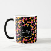 Classy Cheetah Print Pink Monogram Aangepast Magische Mok (Links)
