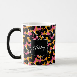 Classy Cheetah Print Pink Monogram Aangepast Magische Mok