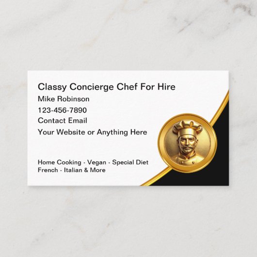 Classy Chef Home Cook Cooking Meals  Visitekaartje (Voorkant)