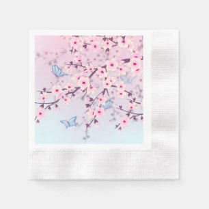 Classy Cherry Blossom Blurred Background Servet
