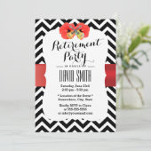 Classy Chevron Hibiscus & Ukulele Retirement Party Kaart (Staand voorkant)