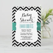 Classy Chevron Stripes Blauwgroen Baby shower Kaart (Staand voorkant)