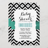 Classy Chevron Stripes Blauwgroen Baby shower Kaart (Voorkant / Achterkant)