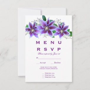 Classy Chic Clematis Menu Mariage RSVP