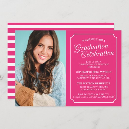 CLASSY CHIC ELEGANT GRADUTY INVITATION PARTI (Devant / Derrière)