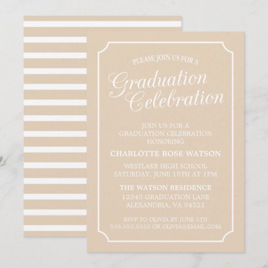 CLASSY CHIC ELEGANT GRADUTY INVITATION PARTI (Devant / Derrière)