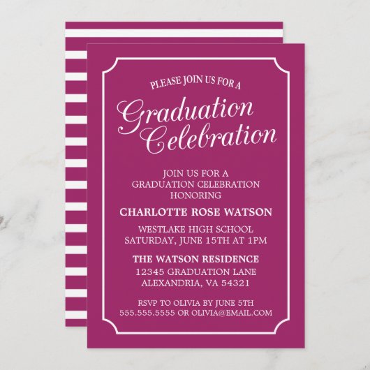 CLASSY CHIC ELEGANT GRADUTY INVITATION PARTI (Devant / Derrière)