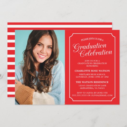 CLASSY CHIC ELEGANT GRADUTY INVITATION PARTI (Devant / Derrière)