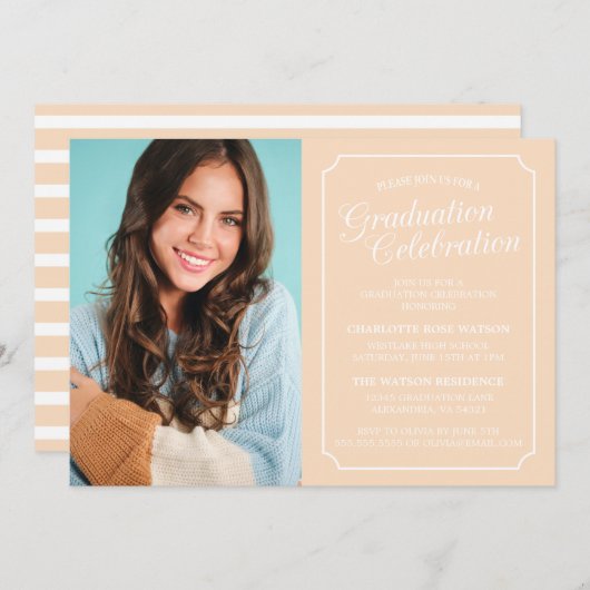 CLASSY CHIC ELEGANT GRADUTY INVITATION PARTI (Devant / Derrière)