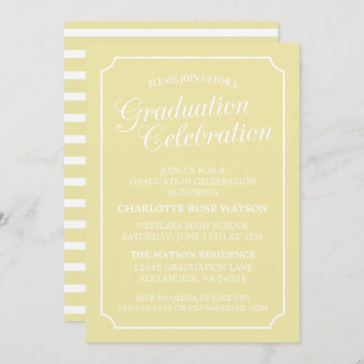 CLASSY CHIC ELEGANT GRADUTY INVITATION PARTI (Devant / Derrière)