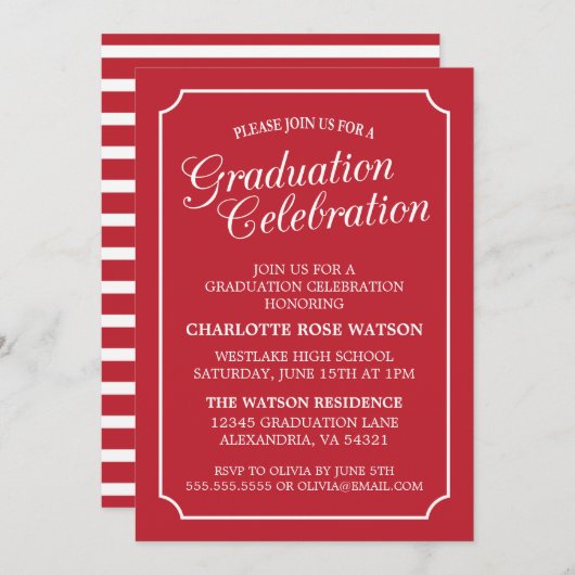 CLASSY CHIC ELEGANT GRADUTY INVITATION PARTI (Devant / Derrière)