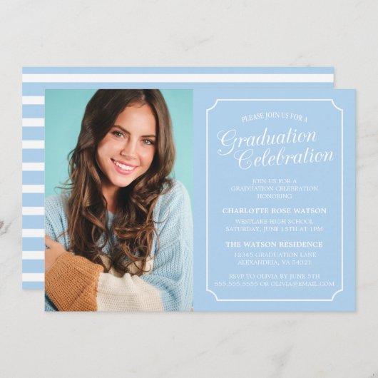 CLASSY CHIC ELEGANT GRADUTY INVITATION PARTI (Devant / Derrière)