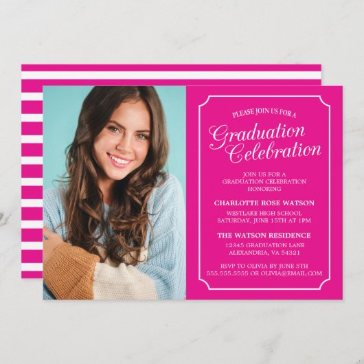 CLASSY CHIC ELEGANT GRADUTY INVITATION PARTI (Devant / Derrière)