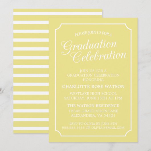 CLASSY CHIC ELEGANT GRADUTY INVITATION PARTI (Devant / Derrière)
