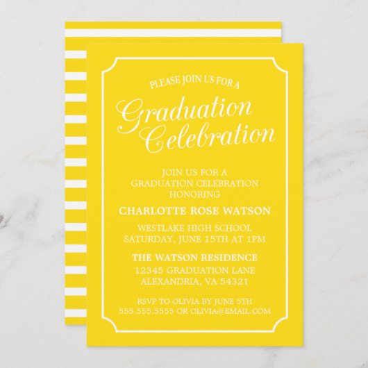 CLASSY CHIC ELEGANT GRADUTY INVITATION PARTI (Devant / Derrière)