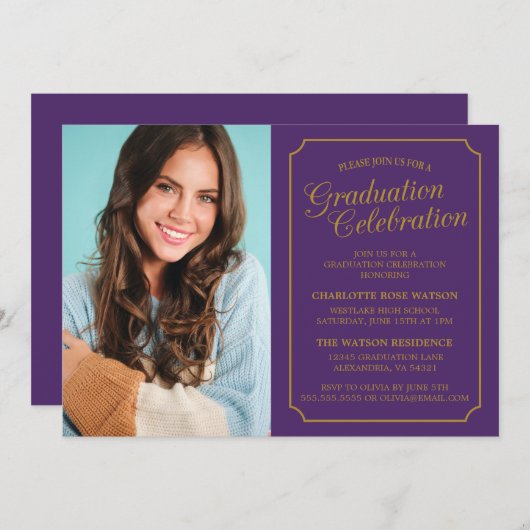 CLASSY CHIC ELEGANT GRADUTY INVITATION PARTI (Devant / Derrière)