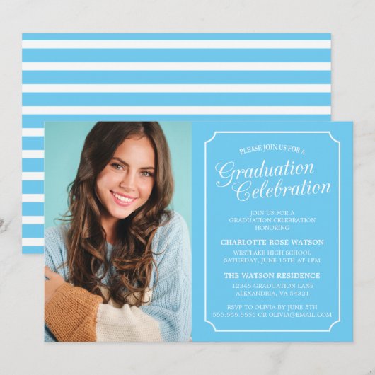 CLASSY CHIC ELEGANT GRADUTY INVITATION PARTI (Devant / Derrière)