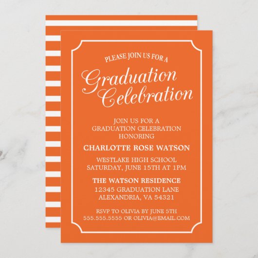 CLASSY CHIC ELEGANT GRADUTY INVITATION PARTI (Devant / Derrière)