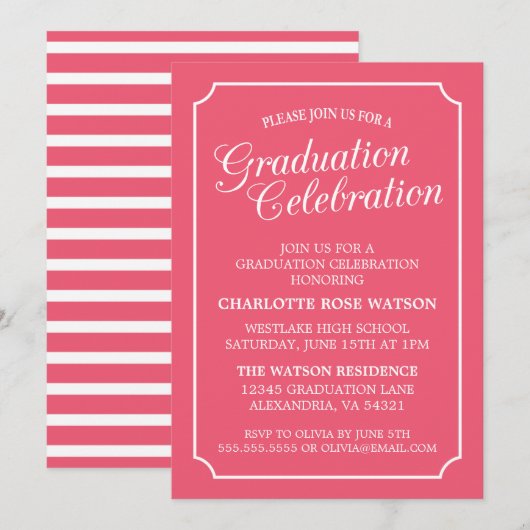 CLASSY CHIC ELEGANT GRADUTY INVITATION PARTI (Devant / Derrière)
