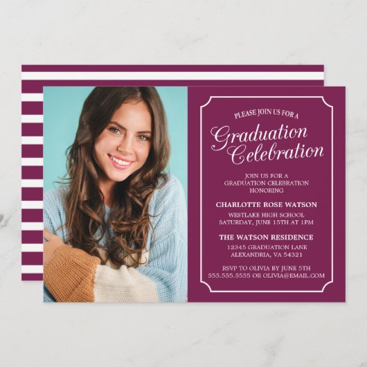 CLASSY CHIC ELEGANT GRADUTY INVITATION PARTI (Devant / Derrière)