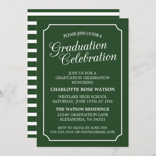 CLASSY CHIC ELEGANT GRADUTY INVITATION PARTI (Devant / Derrière)