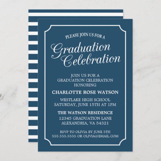 CLASSY CHIC ELEGANT GRADUTY INVITATION PARTI (Devant / Derrière)
