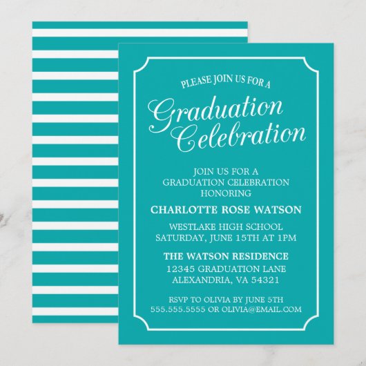 CLASSY CHIC ELEGANT GRADUTY INVITATION PARTI (Devant / Derrière)