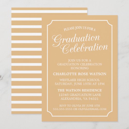 CLASSY CHIC ELEGANT GRADUTY INVITATION PARTI (Devant / Derrière)