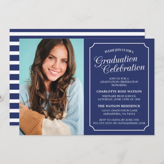 CLASSY CHIC ELEGANT GRADUTY INVITATION PARTI (Devant / Derrière)