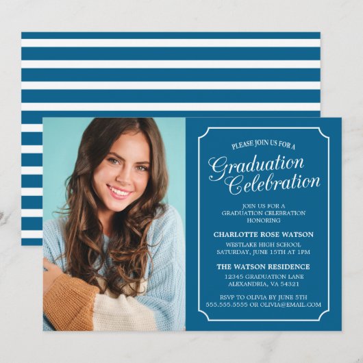CLASSY CHIC ELEGANT GRADUTY INVITATION PARTI (Devant / Derrière)