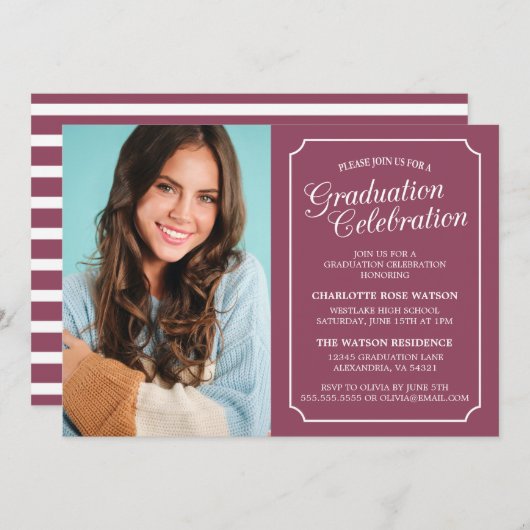 CLASSY CHIC ELEGANT GRADUTY INVITATION PARTI (Devant / Derrière)