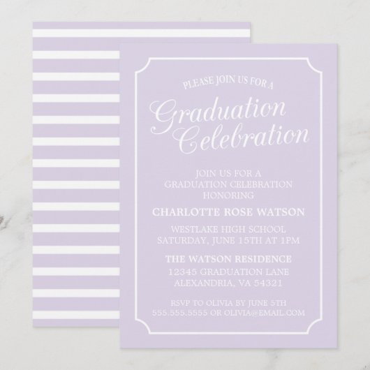 CLASSY CHIC ELEGANT GRADUTY INVITATION PARTI (Devant / Derrière)