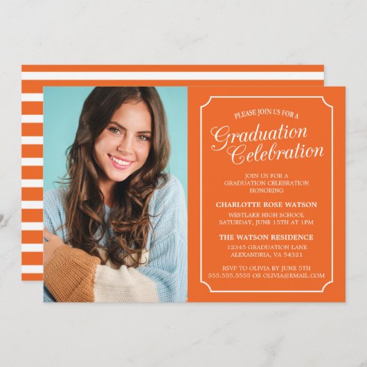 CLASSY CHIC ELEGANT GRADUTY INVITATION PARTI (Devant / Derrière)