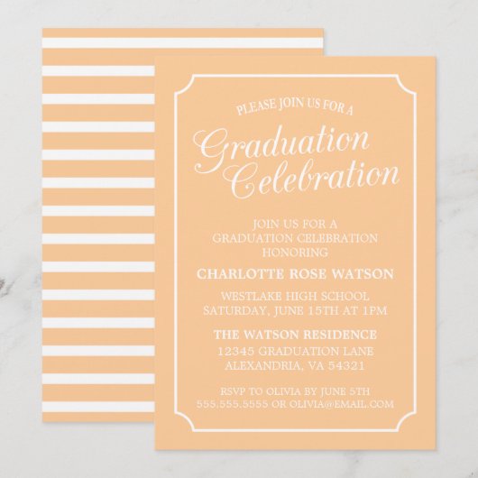 CLASSY CHIC ELEGANT GRADUTY INVITATION PARTI (Devant / Derrière)