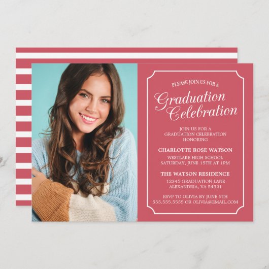 CLASSY CHIC ELEGANT GRADUTY INVITATION PARTI (Devant / Derrière)