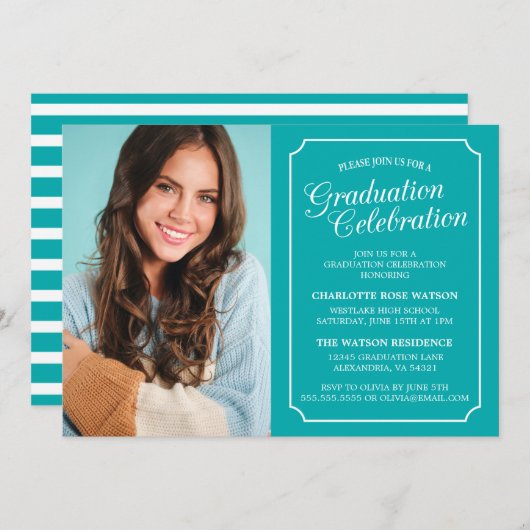 CLASSY CHIC ELEGANT GRADUTY INVITATION PARTI (Devant / Derrière)