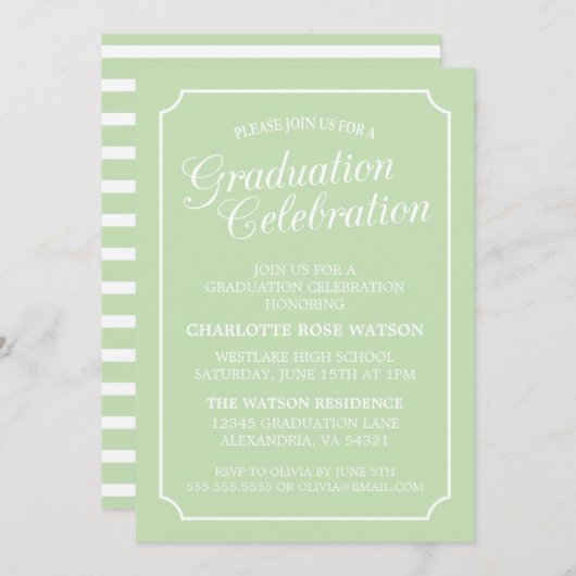 CLASSY CHIC ELEGANT GRADUTY INVITATION PARTI (Devant / Derrière)