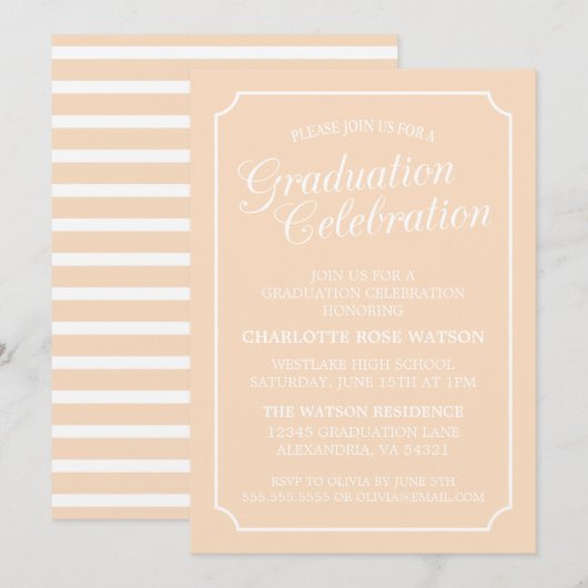 CLASSY CHIC ELEGANT GRADUTY INVITATION PARTI (Devant / Derrière)