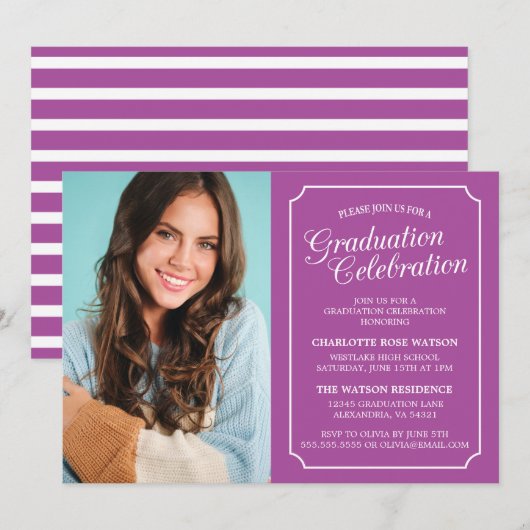 CLASSY CHIC ELEGANT GRADUTY INVITATION PARTI (Devant / Derrière)