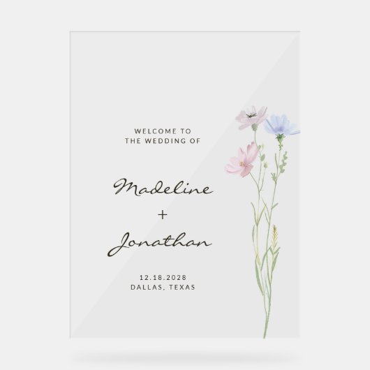 Classy Chic Fleur sauvage Mariage Affiche de bienv (Recto)