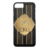 Classy Chic Gold Black Bling Monogram Case-Mate iPhone Case (Achterkant)