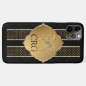 Classy Chic Gold Black Bling Monogram Case-Mate iPhone Case (Achterkant (horizontaal))