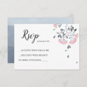 Classy chic grijs roze waterverf bruiloft RSVP (Voorkant / Achterkant)