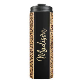 Classy Chic Leopard Print Black Brown op maat Thermosbeker
