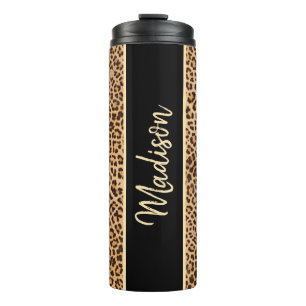 Classy Chic Leopard Print Black Brown op maat Thermosbeker