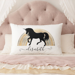Classy Chic Luxury Black en Gold Rainbow Unicorn Kussen