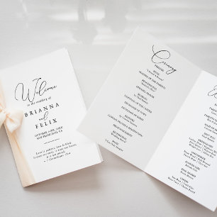 Classy Chic Minimalist Folded Wedding Programma