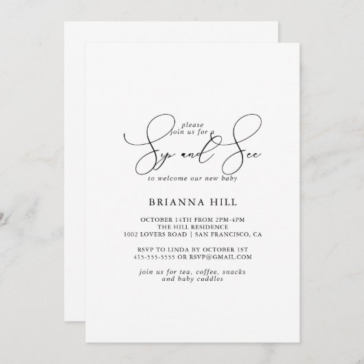 Classy Chic Minimalist Sip en Zie Kaart (Voorkant / Achterkant)