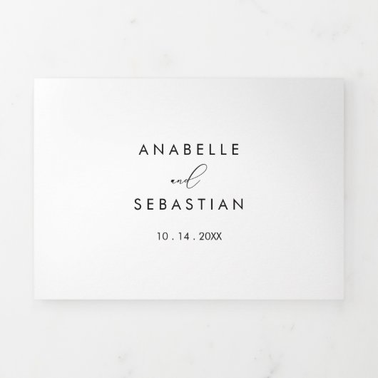 Classy Chic Minimalist Wedding Drieluik Uitnodiging (Cover)